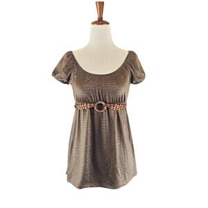 Y2k Speechless Babydoll Top w/ Tie Back & Wooden Bead Detailing - Medium